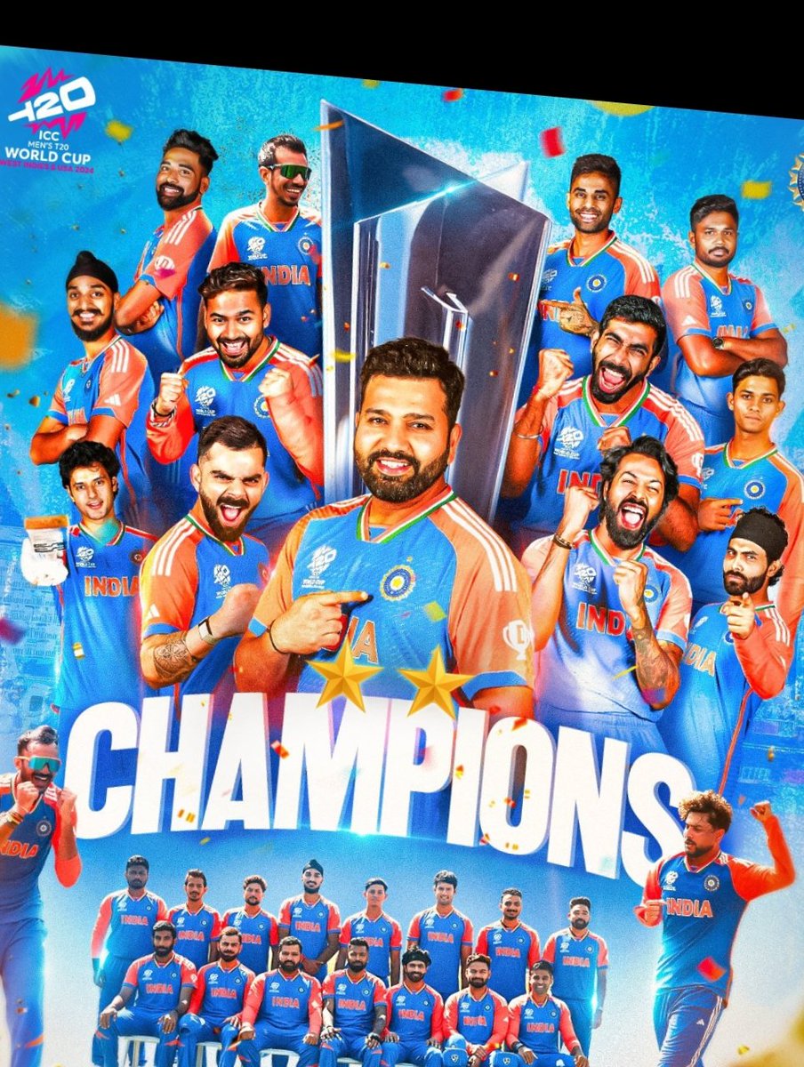 भारत क्रिकेट टीम को T20 वर्ल्ड कप 2024 का खिताब जीतने पर बहुत -बहुत बधाई !
#T20WorldCup #T20WorldCupFinal