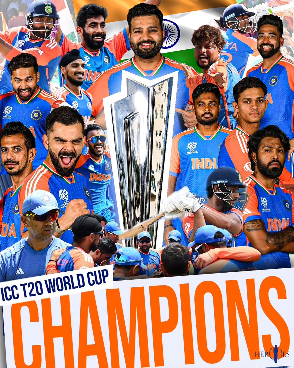 We Are Champions 🇮🇳 💪 
#Bharat #T20WorldCup2024Final