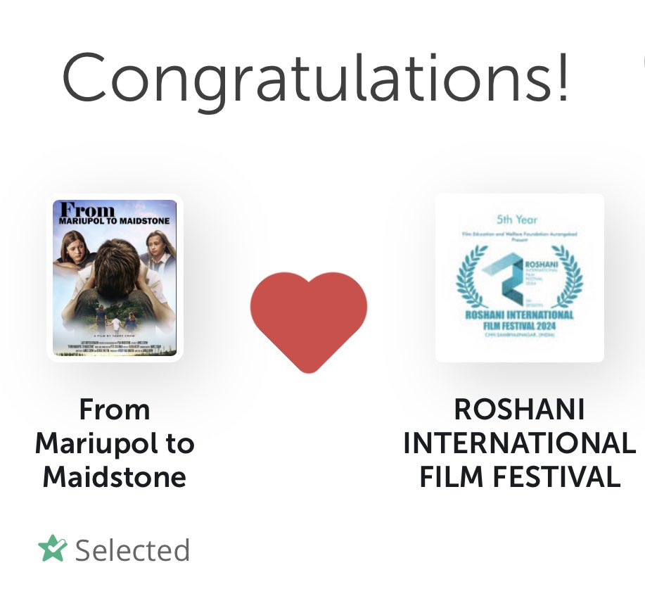 Our short film From Mariupol to Maidstone… made with <a href="/maidstonebc/">maidstonebc</a> has been selected for its first film festival! Congrats everyone involved <a href="/JamesCrowFilm/">James Crow</a> <a href="/verityraemarts/">Verity Rae Martin</a> <a href="/DeneezWilton/">Denise Wilton</a> <a href="/oliviahespeex/">Olivia Hespe</a> <a href="/petecomposer/">Pete Coleman 🇬🇧🇬🇧🇬🇧🏴󠁧󠁢󠁥󠁮󠁧󠁿</a> <a href="/benz65/">Benjamin Jones</a>