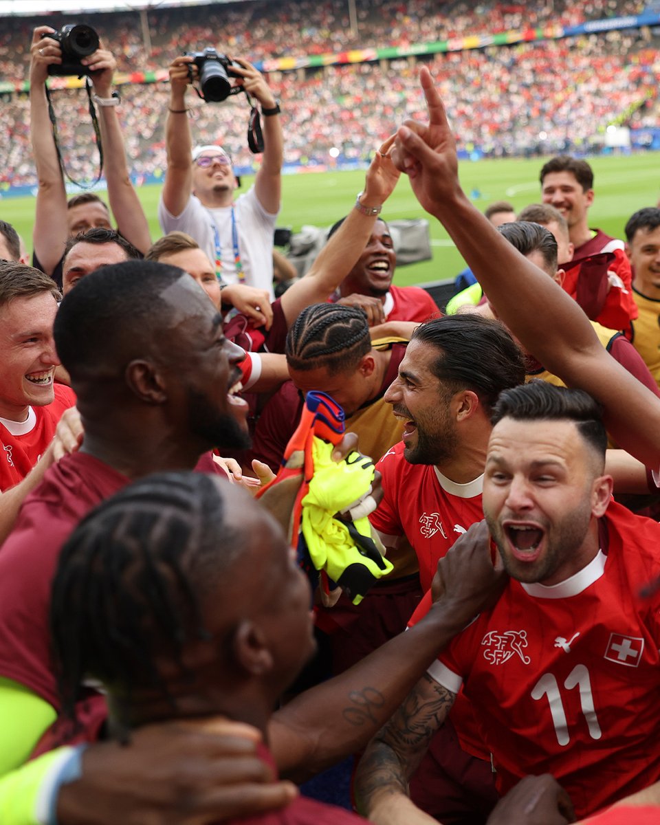 UEFAEURO's tweet image. 🇨🇭 Swiss celebrations! 

#EURO2024 | #SUIITA