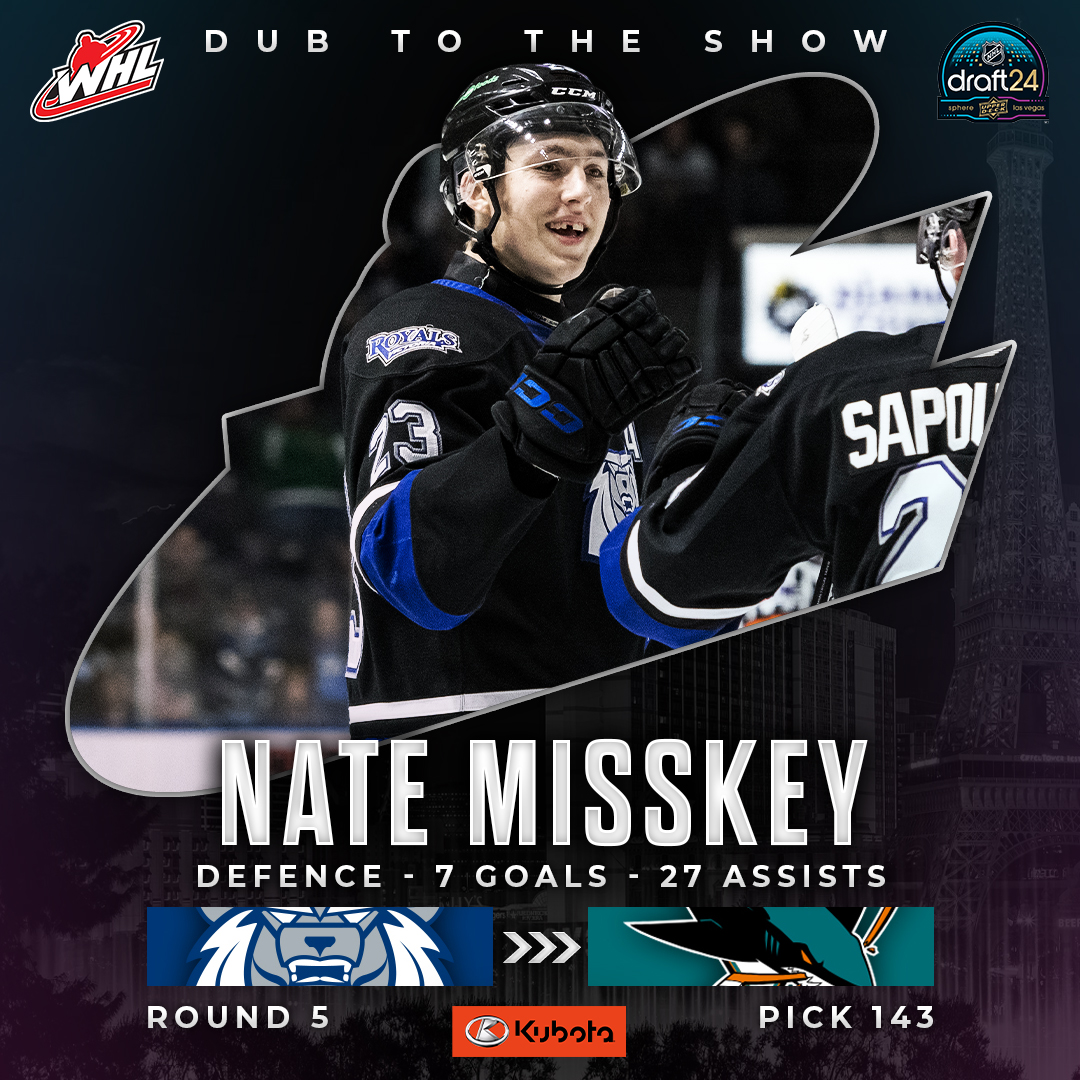 With the 143rd overall selection at the 2024 #NHLDraft, the <a href="/SanJoseSharks/">San Jose Sharks</a> select Nate Misskey from the <a href="/victoriaroyals/">Victoria Royals</a>.