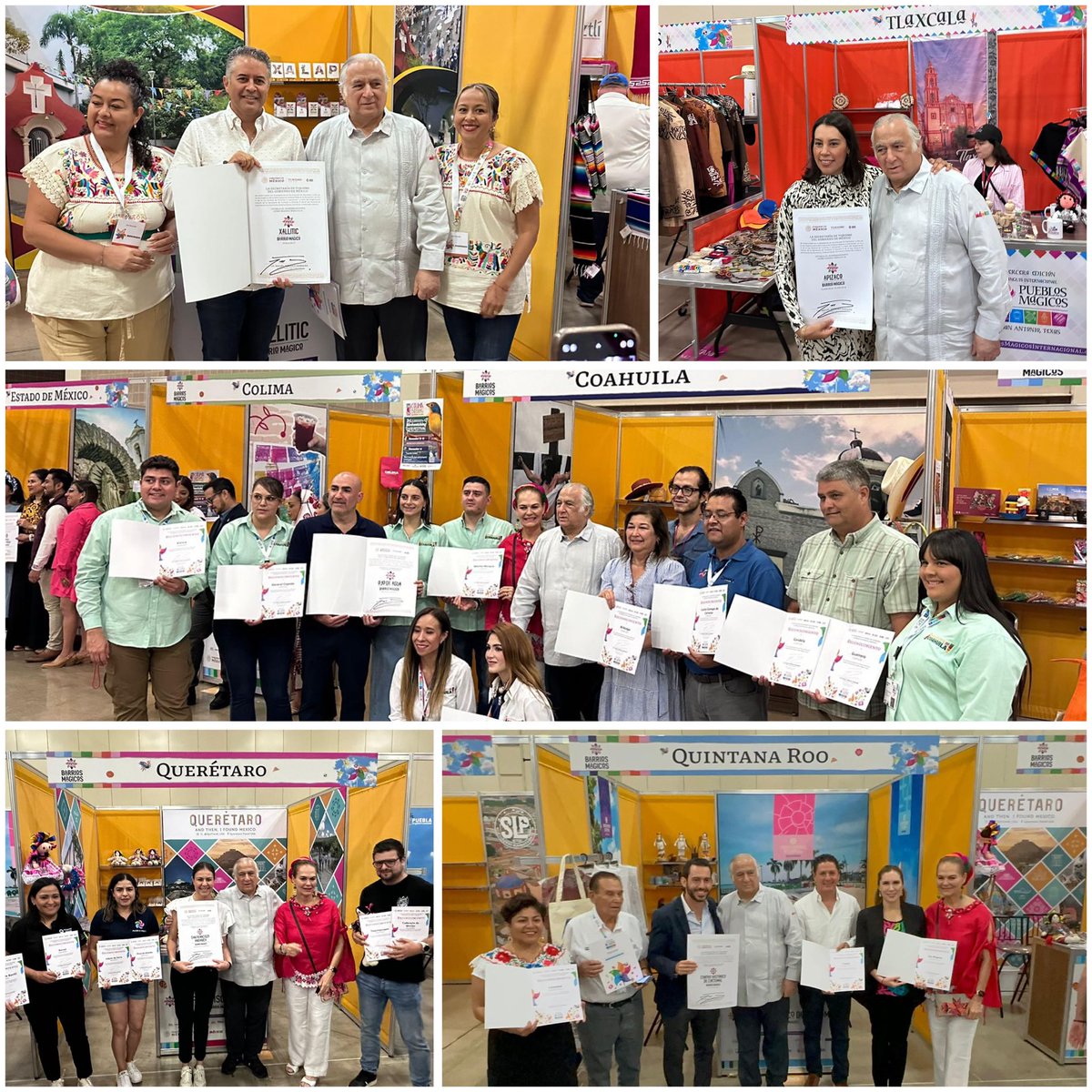 TorrucoTurismo's tweet photo. Hicimos entrega de reconocimientos a los estados que participan en la 3.ª edición del Tianguis Internacional de #PueblosMágicos, en este esfuerzo conjunto por promocionar a #México en el mundo a través de sus Pueblos y #BarriosMágicos, siendo motor de desarrollo económico. https://t.co/vO0qDh0FRb