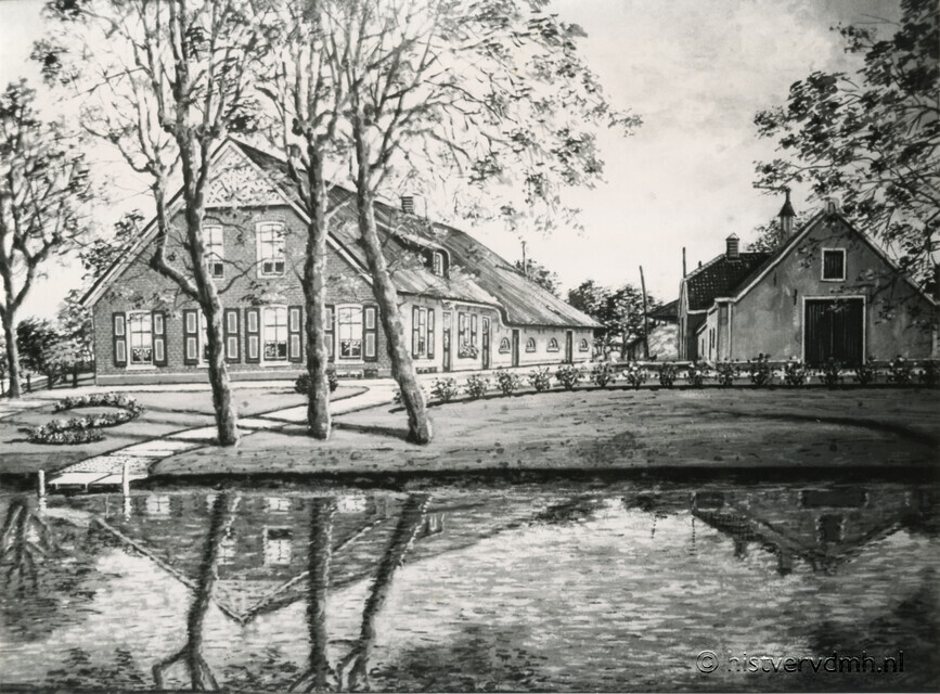 Bijgaand een afbeelding uit onze #collectiebank van een schilderij van boerderij De Halve maan,  en link naar ons tijdschrift met verhaal over een telg uit de familie Hamoen van die boerderij: vmhl.collectiebank.nl/beeldbank/star…