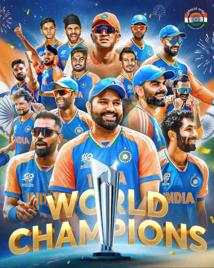 binakher's tweet photo. In this moment, every heartbeat echoes with pride. India, you’ve made history and hearts swell with joy. Champions forever
 #T20WorldCup https://t.co/lDVSX0zQ7P