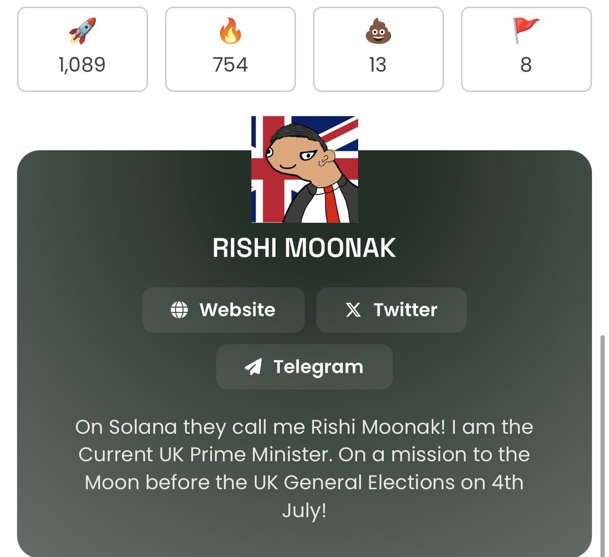 We have updated the $MOONAK dexscreener banner ready for the UK General Elections!

CA : A8iqgLj9bmqb2JM8umkHj7B7AGriD1EKLZHVRGA2VcNP
Chart : dexscreener.com/solana/4uKH6cd…
TG : t.me/+Z_VQdtIVPtozO…