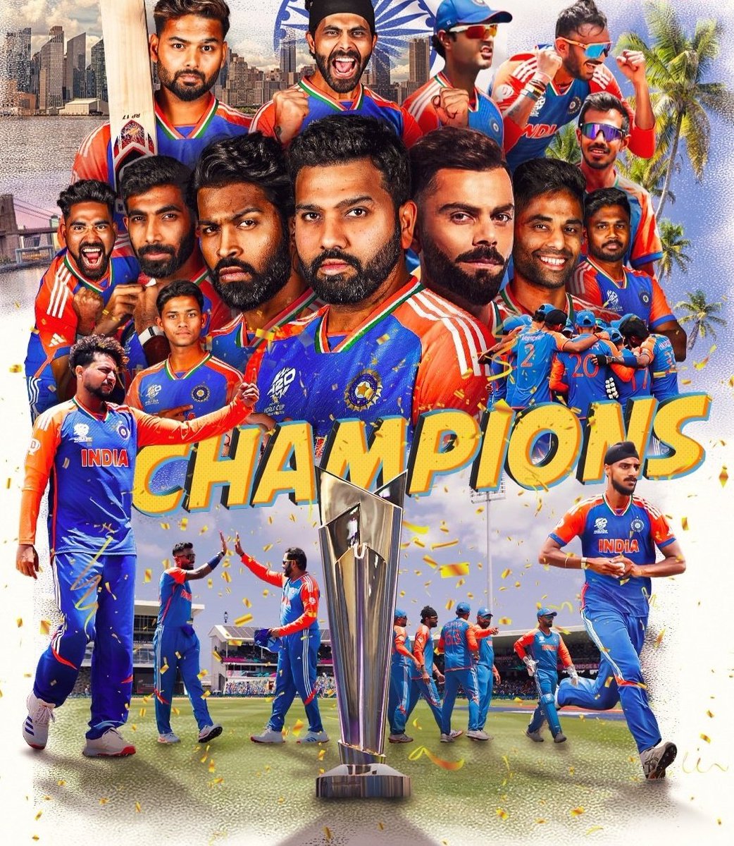 abhicent's tweet photo. The wait is Over. India win the world cup. We are world chamipions🥳🥳. Well played team India. The incredible Boom Boom❤️‍🔥❤️‍🔥. Thanku Rohit Sharma🩵. It means a lot. Surya ko Namaskar🙏.Shubhkamnayein Bharat🇮🇳 #ViratKohli #T20WorldCup2024 #RohitSharma𓃵  #INDvsSA2024 #RishabhPant https://t.co/G9szaST7gS