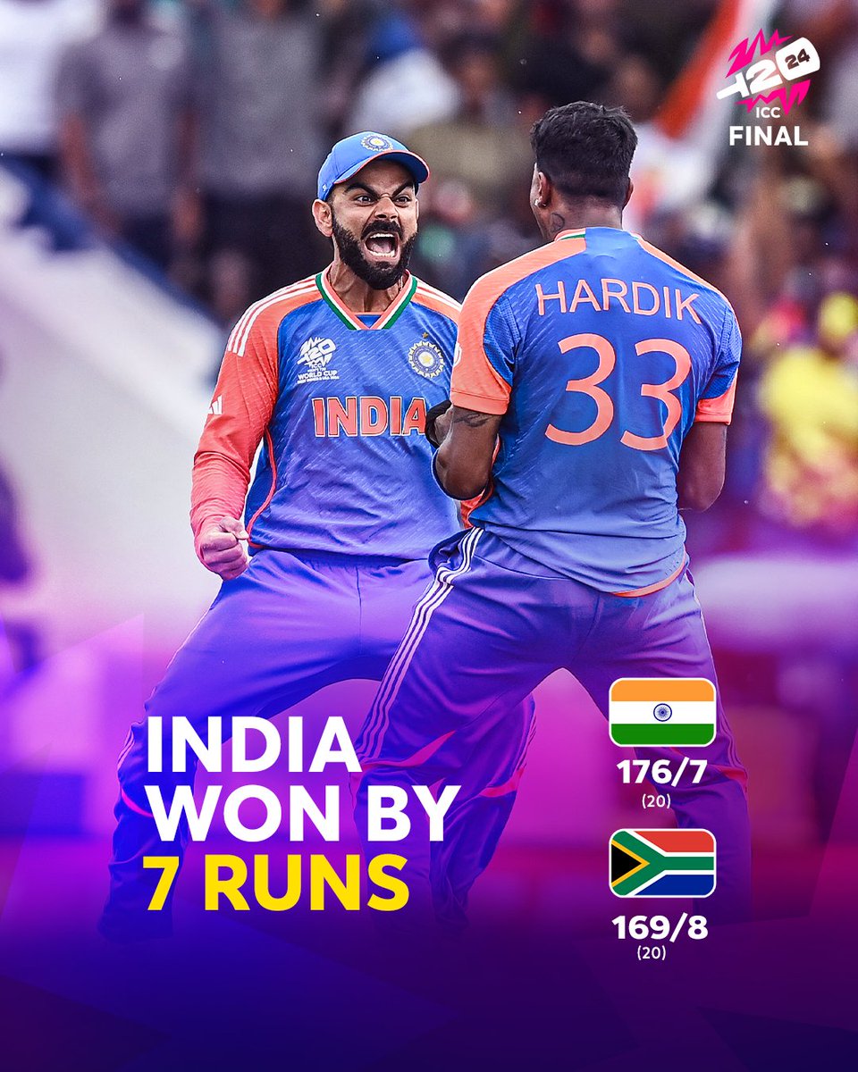 DarkFantancy's tweet photo. 𝗜𝗡𝗗𝗜𝗔 𝗔𝗥𝗘 #𝗧𝟮𝟬𝗪𝗼𝗿𝗹𝗱𝗖𝘂𝗽 𝟮𝟬𝟮𝟰 𝗖𝗛𝗔𝗠𝗣𝗜𝗢𝗡𝗦 🏆

Jasprit Bumrah's heroics propels 🇮🇳 to clinch a humdinger in Barbados and create history 👏

#T20WorldCup | #SAvIND | 📝: https://t.co/zRwAq0vMq1 https://t.co/caGf19DiWi