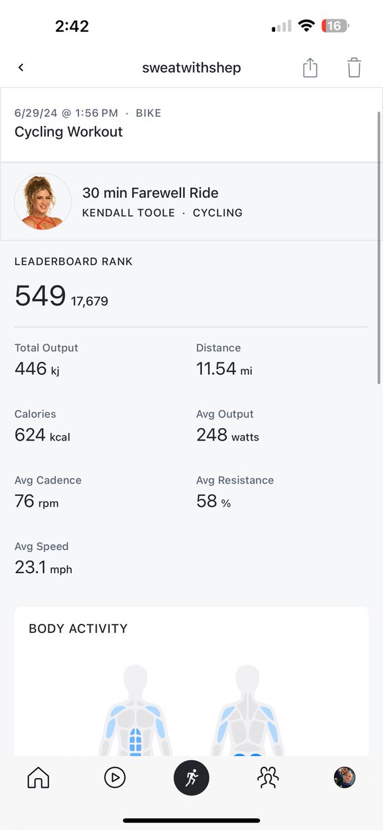 Thank you <a href="/fitxkendall/">Kendall Toole</a> <a href="/onepeloton/">Peloton</a> for one last ride. My very first rides were with you during the pandemic and I think about how much I’ve grown both in my fitness and how I coach clients. I promise to always keep fighting. #knockouts