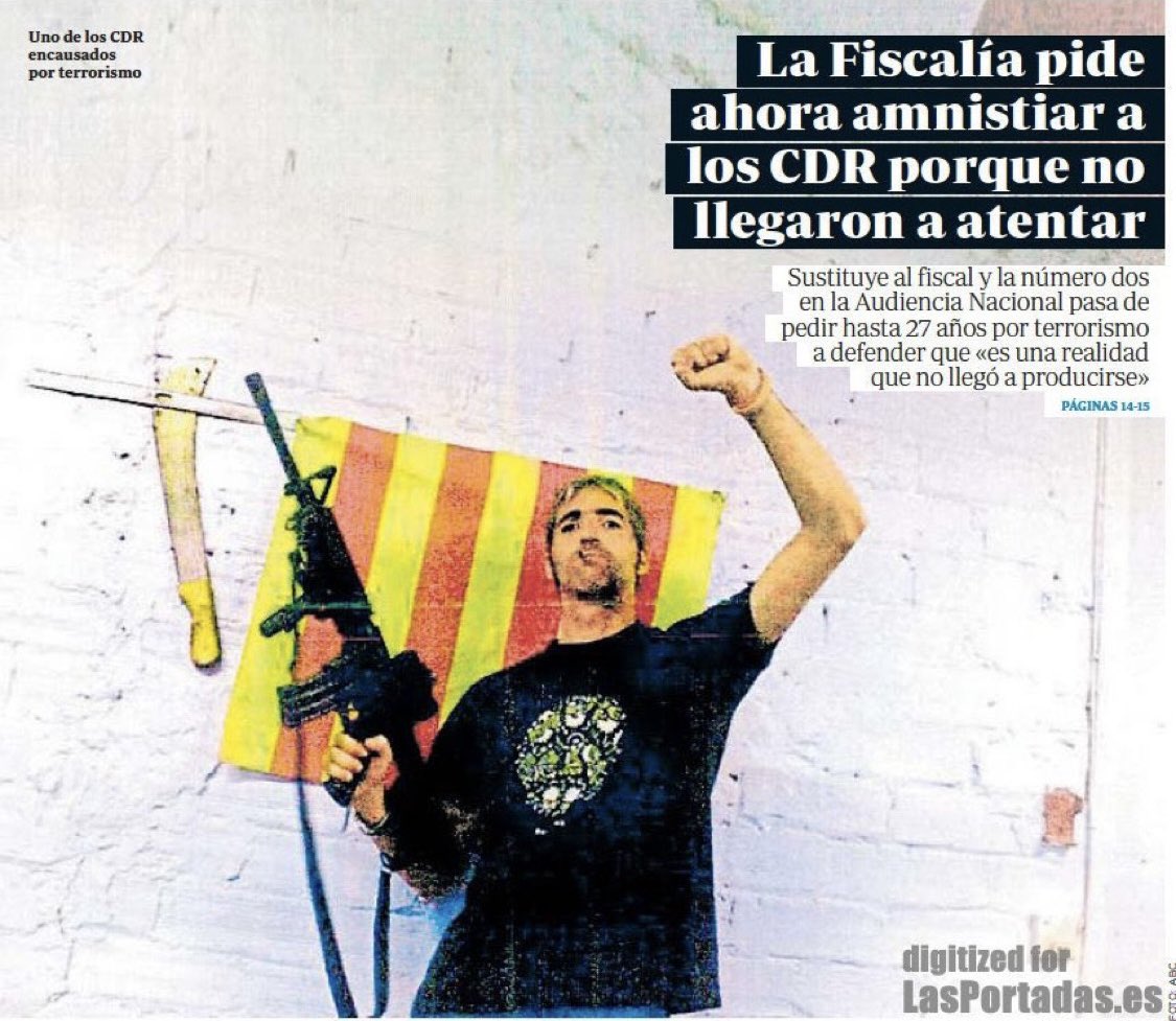 anadebande's tweet photo. Gracias a la Guardia Civil no llegaron a atentar. Ahora Sánchez les amnistía, si fuera yihadista y no necesitara sus votos seria terrorismo. 

📰”La Fiscalía pide ahora amnistiar a los CDR porque no llegaron atentar” https://t.co/FqlFmpdyxT