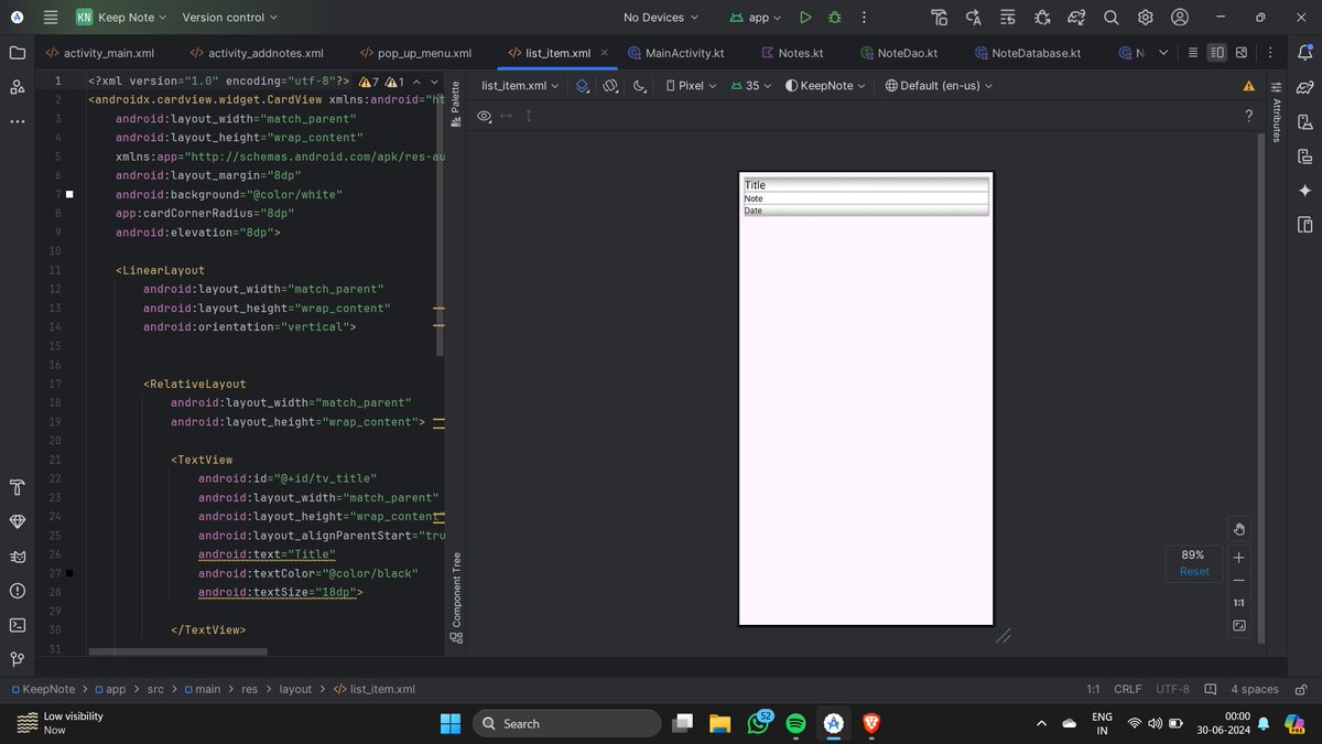 PujaDas06's tweet image. Day 6️⃣: 29/06/2024 🚀
1. Started a new project -> Keep Notes app! 📒
2. Today, I completed the UI part. Excited for the next steps!
#AndroidDev #Kotlin #LearnInPublic
@dccnita