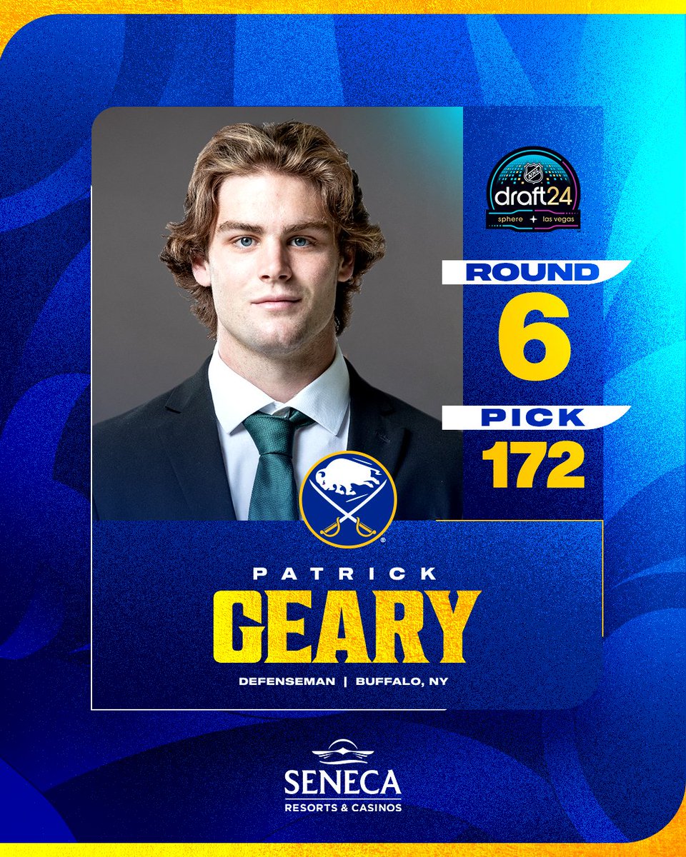 Buffalo Sabres (@buffalosabres) on Twitter photo Hometown kid 🙌
We’ve selected Patrick Geary with the 172nd overall pick!
#LetsGoBuffalo | <a href="/SenecaBuffalo/">Seneca Buffalo Creek Casino</a> Hometown kid 🙌
We’ve selected Patrick Geary with the 172nd overall pick!
#LetsGoBuffalo | <a href="/SenecaBuffalo/">Seneca Buffalo Creek Casino</a>