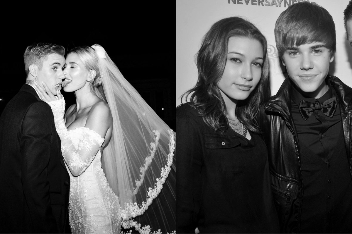 Justin bieber and Hailey but as you scroll down they get Older

a thread