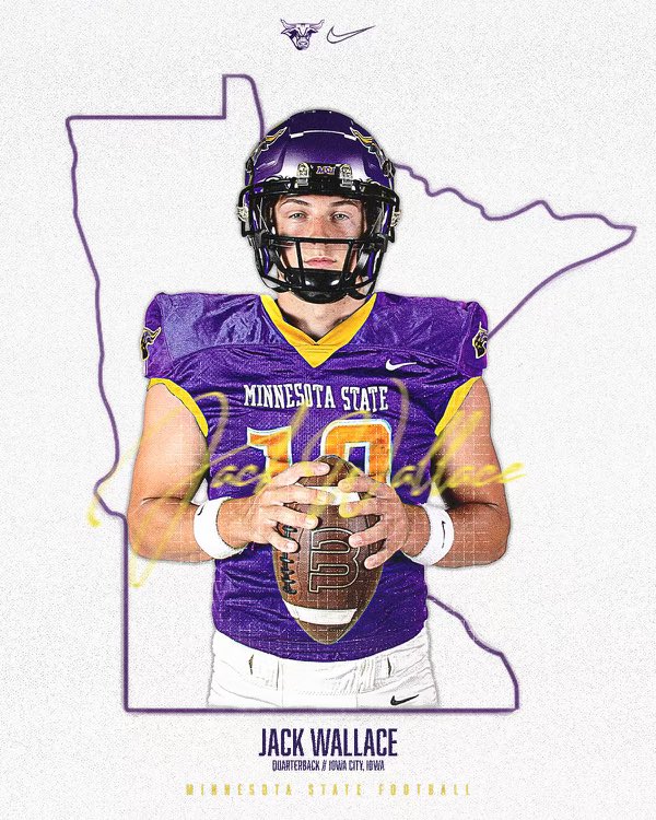 Jack Wallace (@jackwallaceia) on Twitter photo After much consideration, I am excited to be committed to Minnesota State University!! 💜🤘🏼
Thank you to my teachers, coaches, parents, and grandparents for all of their support. Go Mavs!!
<a href="/CoachSchlichte/">Ryan Schlichte</a> <a href="/CoachHevel50/">Graham Hevel</a>
<a href="/maverick_scoop/">Maverick Football Scoop</a> <a href="/MinnStFootball/">Minnesota State Football</a> After much consideration, I am excited to be committed to Minnesota State University!! 💜🤘🏼
Thank you to my teachers, coaches, parents, and grandparents for all of their support. Go Mavs!!
<a href="/CoachSchlichte/">Ryan Schlichte</a> <a href="/CoachHevel50/">Graham Hevel</a>
<a href="/maverick_scoop/">Maverick Football Scoop</a> <a href="/MinnStFootball/">Minnesota State Football</a>