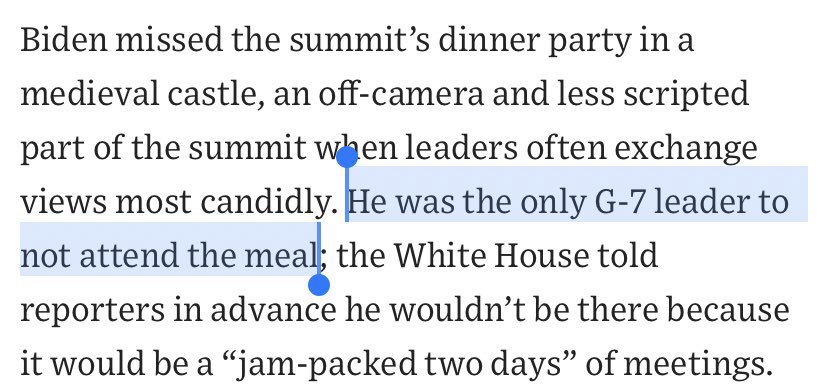 Geiger_Capital's tweet photo. Insane story from the WSJ…

Biden was essentially unable to function as President at the G7 meeting. He was the only leader to skip their “off-script” meeting with each other.

Plus, at the EU-US summit in DC, Blinken had to help him read his talking points. https://t.co/VtB8wNuva4