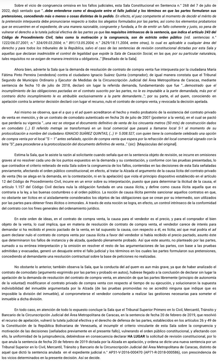 WilsonGomezGB's tweet photo. Sentencia N° 1450 del 16/10/2023 Sala Constitucional @TSJ_Venezuela La causa ilícita permite sancionar aquellos contratos en que, no obstante ser lícitos en sí aisladamente considerados, son utilizados por las partes para obtener fines ilícitos o inmorales https://t.co/3Nd5eOomnE https://t.co/O7670vd0Tg