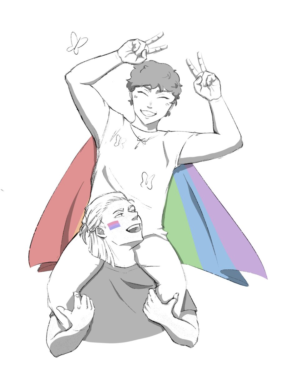 Totally didn’t forget to do Pride art. It’s here, see. Definitely not at all a sketch that I just started tonight. Nope.