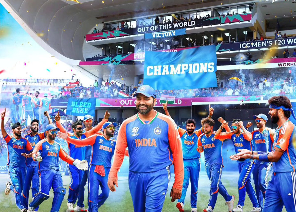 MNaukarkar's tweet photo. We are The Champions of the World! 🌟🏆 Incredible team effort &amp; spirit and an unforgettable journey. Proud of you brothers to bring the trophy home! Jai Hind! 🇮🇳 https://t.co/zRrdz0g57J