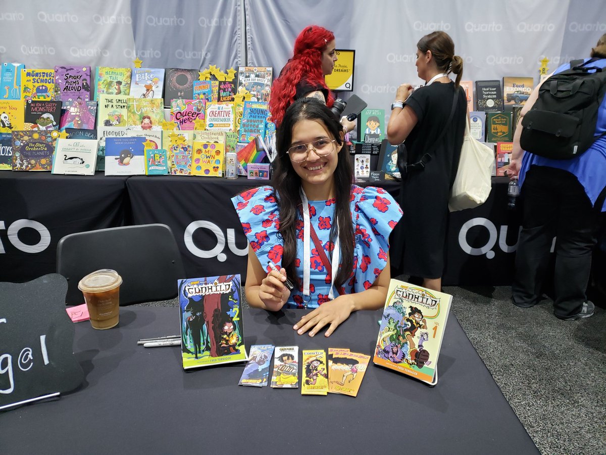 SoulBeatManga's tweet photo. The line is growing and the signatures/books are flying off the table! Come get your copies of #Gunhild while supplies last and get them signed by the creator @fred_tornager! Were at @QuartoKids booth 535 from 1pm to 2pm today! https://t.co/ZJOdjnEHhR