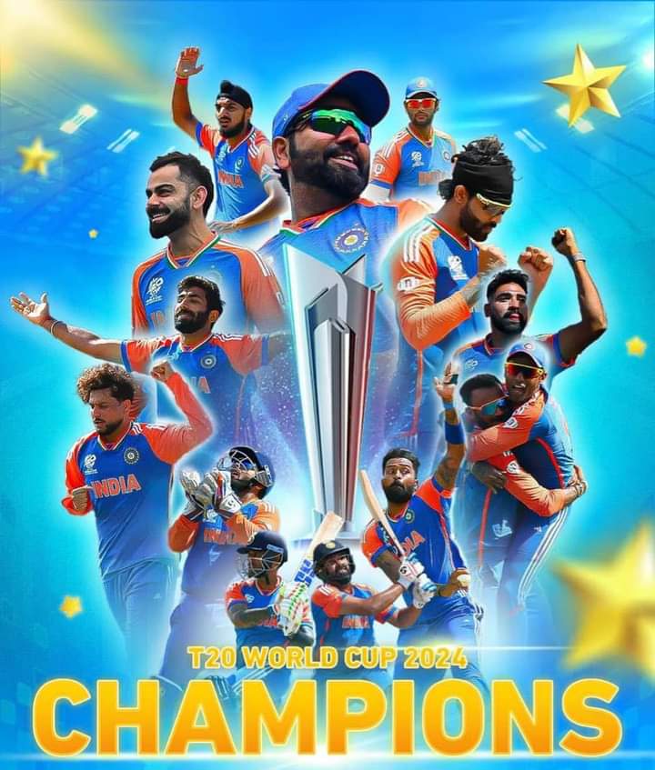 India won by T20 World Cup 2024 against South Africa 
Congratulation team India 
and All of you 
Great performance team India