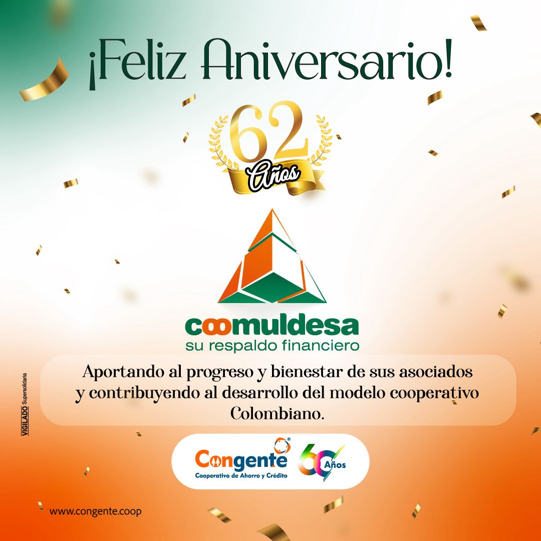 CoopCongente's tweet photo. Feliz Aniversario @Coomuldesa
#Felizaniversario62 #Coomuldesa #AniversarioCoomuldesa https://t.co/jEirJRyteX