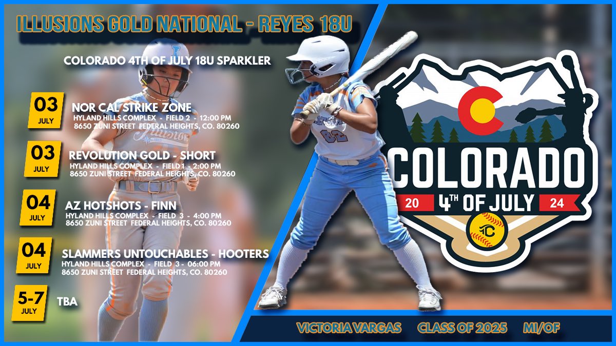 Victoria Vargas (@victoriavarg27) on Twitter photo Here’s our schedule for Colorado, come check us out! Can’t wait to get back on the field!!!🎇🎆
<a href="/IslandersSball/">Islanders Softball</a> <a href="/HCUSoftball/">HCU Softball</a> <a href="/TXSO_Softball/">TSU Lady Tigers Softball</a> <a href="/pvamusoftball/">PVAMU Softball</a> <a href="/UTDCometSB/">UT Dallas Softball</a> <a href="/GoCentenary/">Centenary Athletics</a> <a href="/knight_softball/">Elkins HS Softball</a> Here’s our schedule for Colorado, come check us out! Can’t wait to get back on the field!!!🎇🎆
<a href="/IslandersSball/">Islanders Softball</a> <a href="/HCUSoftball/">HCU Softball</a> <a href="/TXSO_Softball/">TSU Lady Tigers Softball</a> <a href="/pvamusoftball/">PVAMU Softball</a> <a href="/UTDCometSB/">UT Dallas Softball</a> <a href="/GoCentenary/">Centenary Athletics</a> <a href="/knight_softball/">Elkins HS Softball</a>