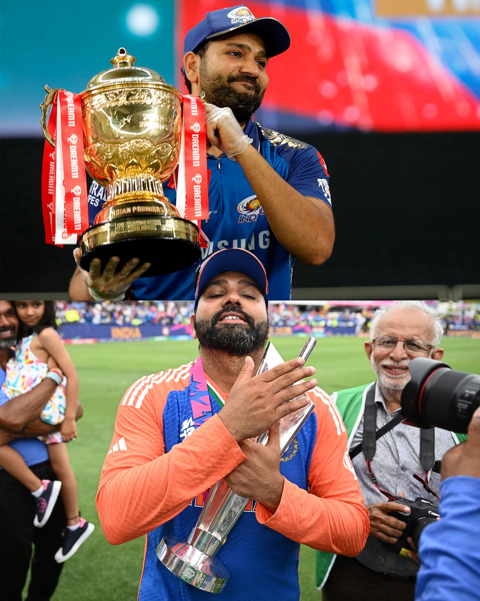 cricinfo's tweet photo. IPL: 2013, 2015, 2017, 2019, 2020
CLT20: 2013
T20 World Cup: 2024

Rohit Sharma's T20 captaincy is legendary 🏆
