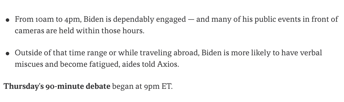 Great to know that, according to his own aides, we have a president who is fully functional up to 25% of the time!

axios.com/2024/06/29/two…