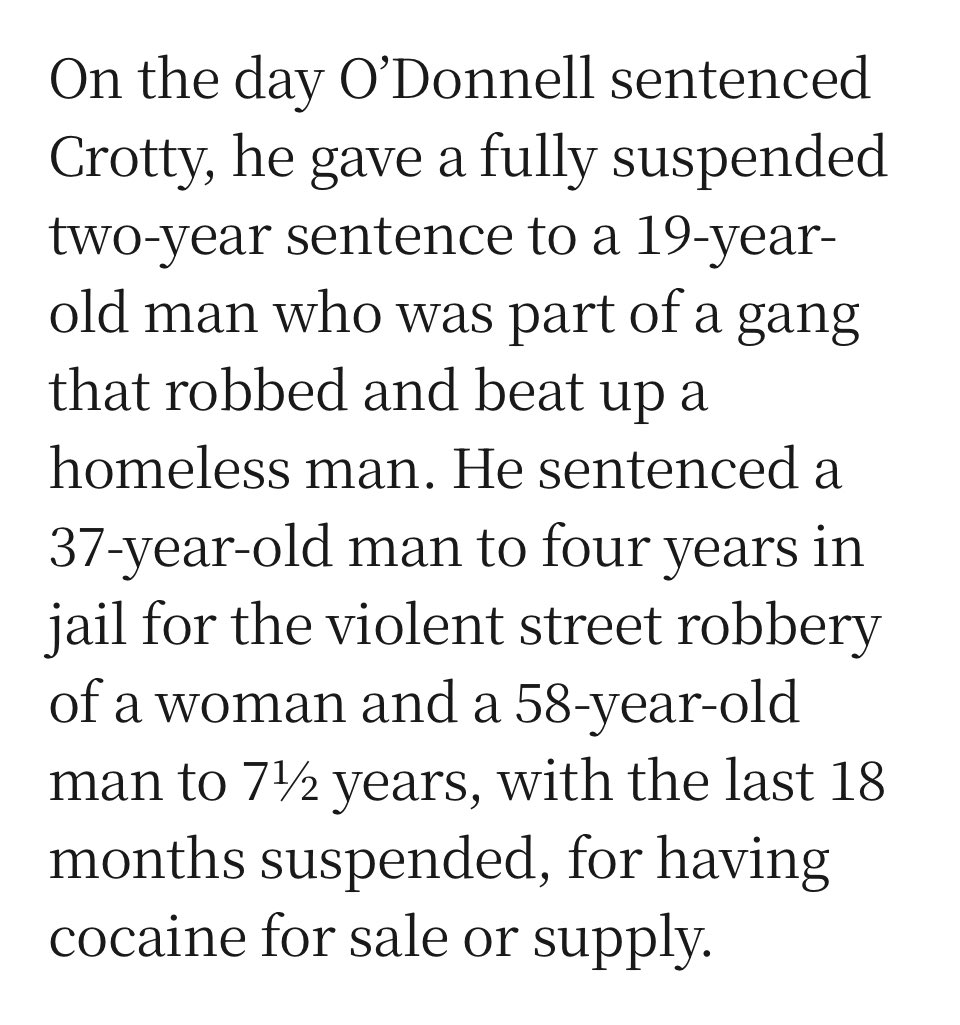 aretearete3's tweet photo. @MaryMcAuliffe4 @shanesmccormack According to  Irish Times , on same day this judge gave a  suspended sentence to young man who beat up a homeless man who begged them to stop beating him . I’m confused. If the outrage is regarding violence to vulnerable people, why no protests  about this? https://t.co/bpsYOEmYqG