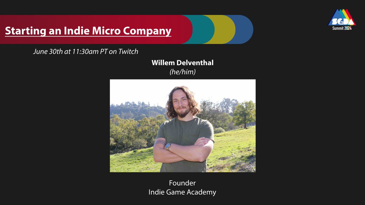 Our first talk on Day 2 is 'Starting Your Own Indie Micro Studio' with Willem Delventhal of <a href="/iga_academy/">Indie Game Academy</a> !

Thank you to Willem and IGA for this great talk! The event will be on June 30th, 11:30am PT on Twitch!