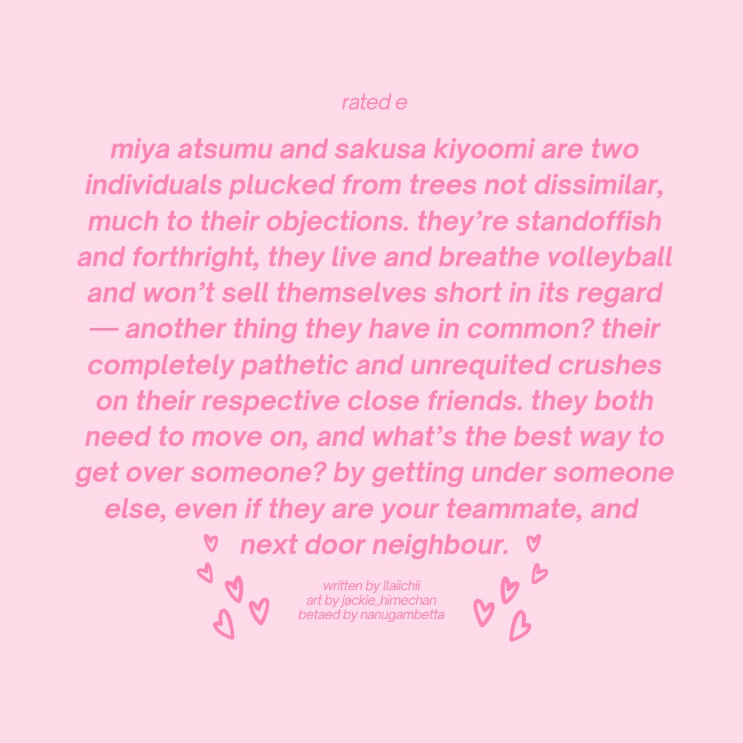 llaiichii's tweet image. oxy•moronic

coworkers to friends to friends with benefits to…? sakuatsu go through the trials and tribulations of getting over someone, by using each other for the @sakuatsubigbang. chapter one 👇🏻

thank you @jackie_himechan (art) and @NanuGambetta (beta) for everything 🩷