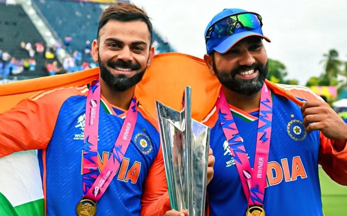 Virat Kohli and Rohit Sharma announce their retirement from the T20 International cricket. 🇮🇳🥹#EndOfAnEra #RohitSharma𓃵 #ViratKohli𓃵 #T20WorldCup2024 #T20WorldCupFinal #TeamIndia