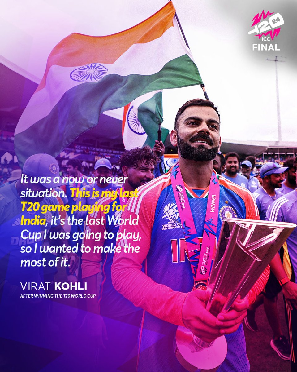ICC's tweet photo. A fairytale ending to an illustrious career 🫶

Read More ➡️ https://t.co/ybpsZkuptg

#T20WorldCup | #SAvIND https://t.co/bz4L6ly06z