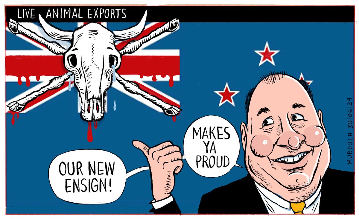 The NZ Government wants to restart live animal exports. 
My #cartoon today #NZpol #LiveAnimalExports #AnimalWelfare