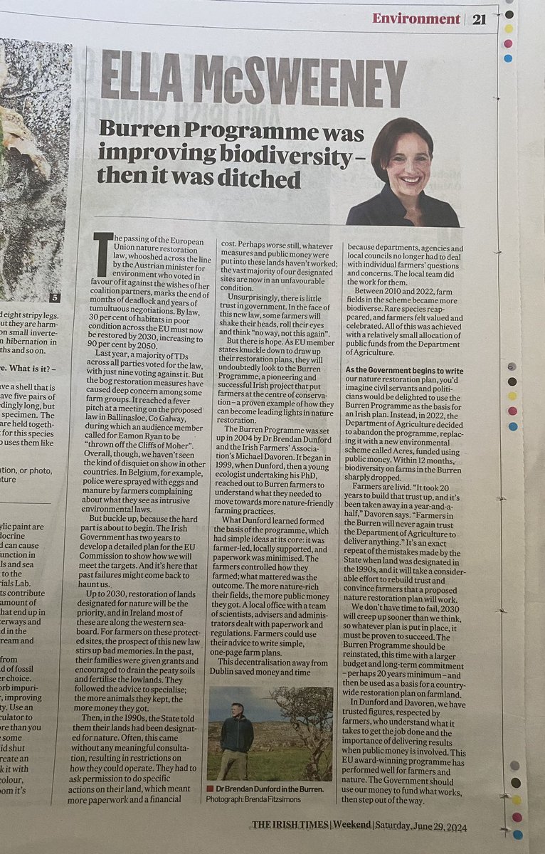 pomskua's tweet photo. Talking farming&amp;nature to a lovely group today, exploring how different approaches impact nature outcomes. Accompanied by Brendan Dunford. In todays Irish Times, Ella McSweeney talks on  the ditching of Burren Life founded by Brendan &amp; impact on resulting loss of trust by farmers https://t.co/0zqJ9heA8l