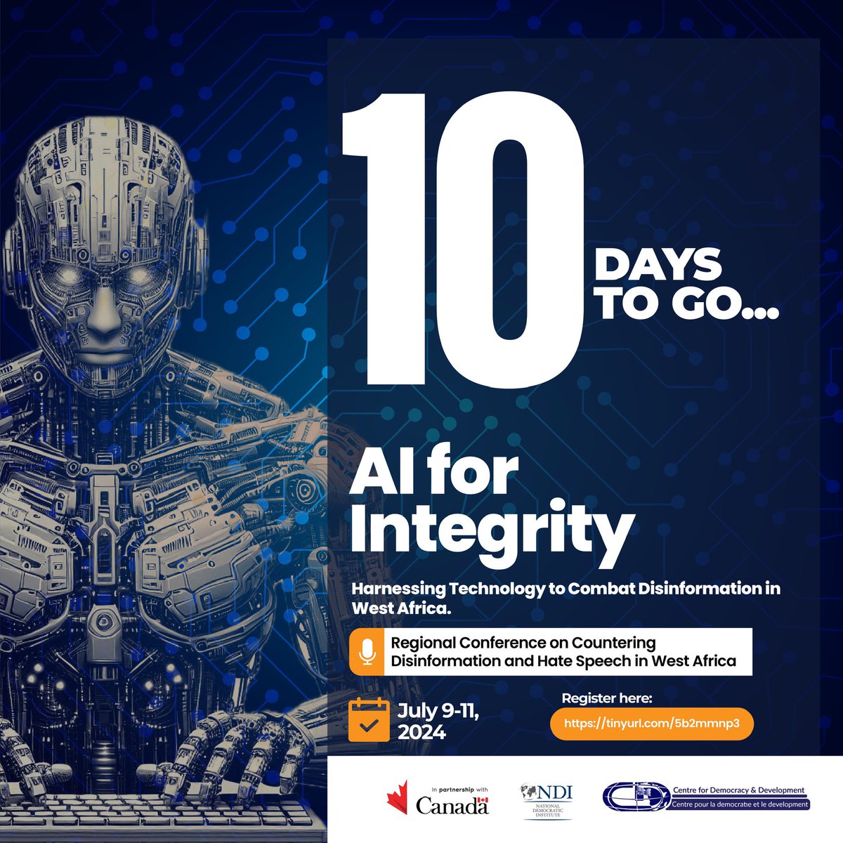 CDDWestAfrica's tweet photo. Only 10 days left until the GAC Regional Conference! 🗓️ Don't miss your chance to learn from top experts and develop actionable strategies against disinformation.
Secure your spot today: [https://t.co/NguWMVUSAW]

#GACConference #FightDisinformation #WestAfrica #JoinUs https://t.co/4w975vzpbD