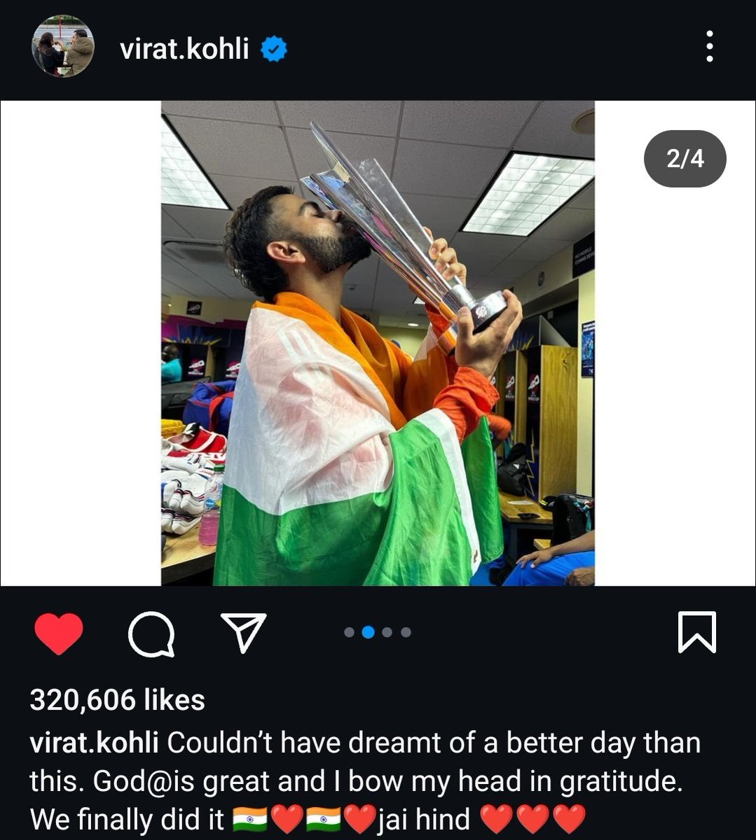 mufaddal_vohra's tweet photo. Virat Kohli's Instagram post. ❤️🇮🇳 https://t.co/s9l1olPMZU