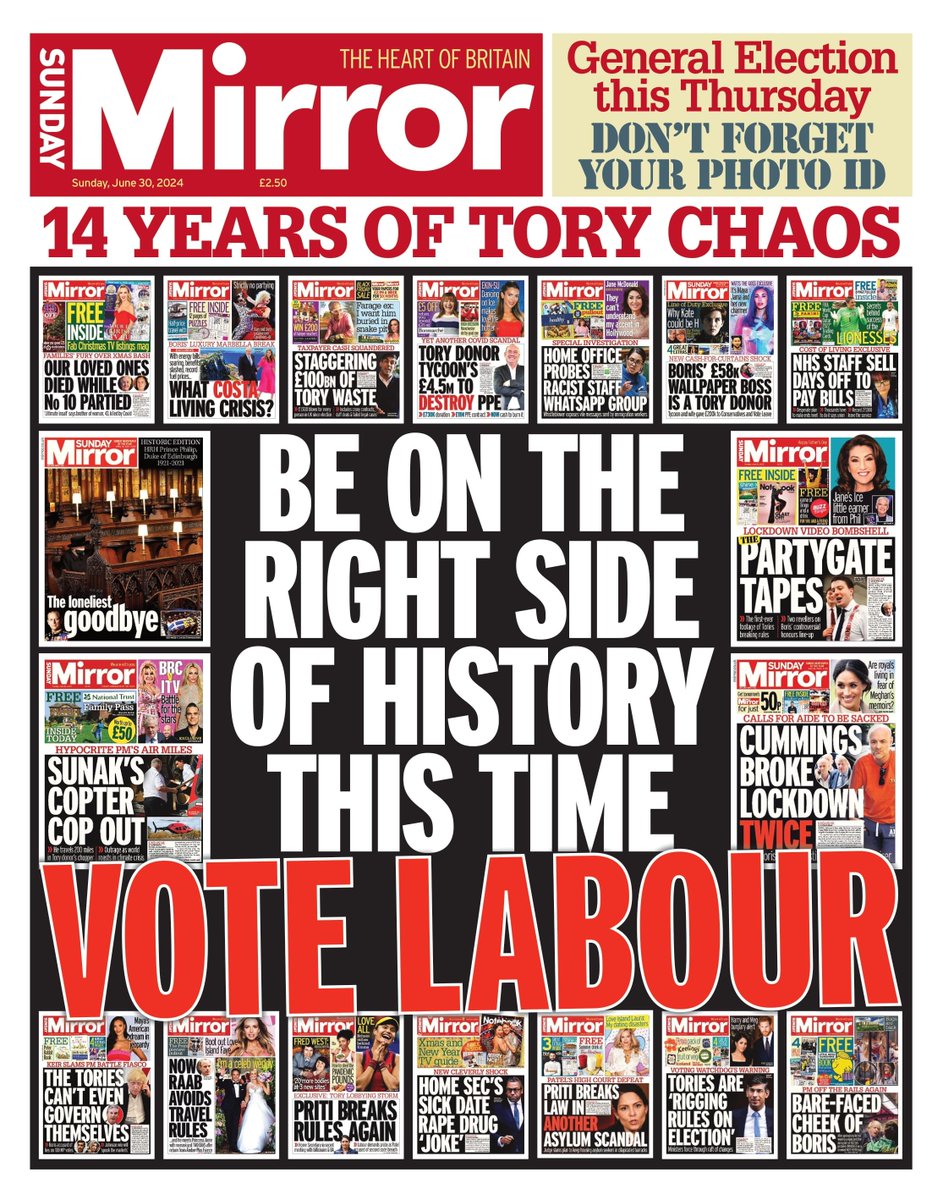 🚨 NEW: The Sunday Mirror has endorsed Labour
