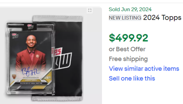 Early Birds capitalizing on the <a href="/BronnyJamesJr/">Bronny</a>  hype. 🪱

$250 Bronny James autographed Topps --&gt; $500 sales
 $200+ profit in one flip. Sat in stock for 30 minutes. You can catch these alerts in Early Birds:  

whop.com/earlybirds/ opensea.io/collection/ear…