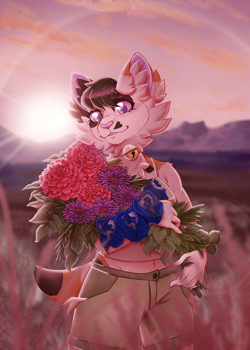 Secret pride trade for <a href="/mellansoda/">Mello 💜</a> ! I had a blast working on this, had a clear vision from the start and it felt good to achieve it. All the flowers are legit too- just saturated. Happy #PrideMonth everyone!!!