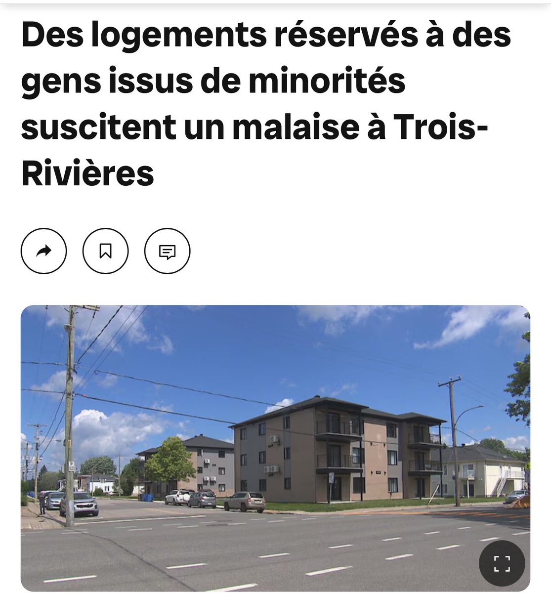 MaximeBernier's tweet image. Subsidized housing for non-whites only thanks to Trudeau!

Two low-cost housing buildings built with federal money are reserved for immigrants and non-white people in Trois-Rivières.

Enough with reverse racism!