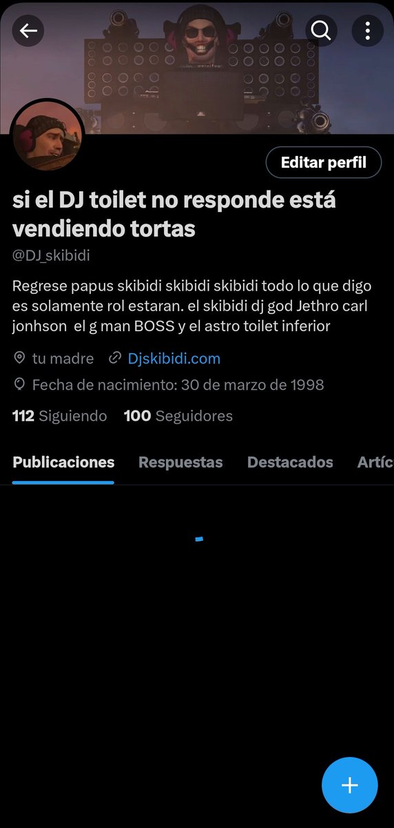 DJ_skibidi's tweet photo. CÓMO QUE YA LLEGAMOS A LOS 100 SKIBIDI DJ SEGUIDORES 
MUCHAS GRACIAS LES AGRADEZCO EL APOYO https://t.co/TTH6MlD2Wh