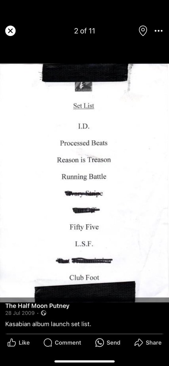 HalfmoonPutney's tweet photo. After their secret @glastonbury gig tonight, thought we’d share this set list & street sign from @KasabianHQ debut album launch here 2 decades ago!
#ItStartedHere @musicvenuetrust https://t.co/RcF0BMytMP