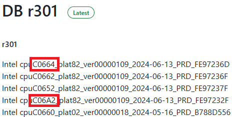 InstLatX64's tweet photo. MCExtractor DB r301 revealed the #ArrowLakeS C0664 stepping and the new CPUID C06A2 value:
https://t.co/cLk0ceUIuY
The C06A2 appears to be an ARL-S variant, similar to how the B06Fx is actually an ADL-S 9067x https://t.co/eyzAaqJZTH