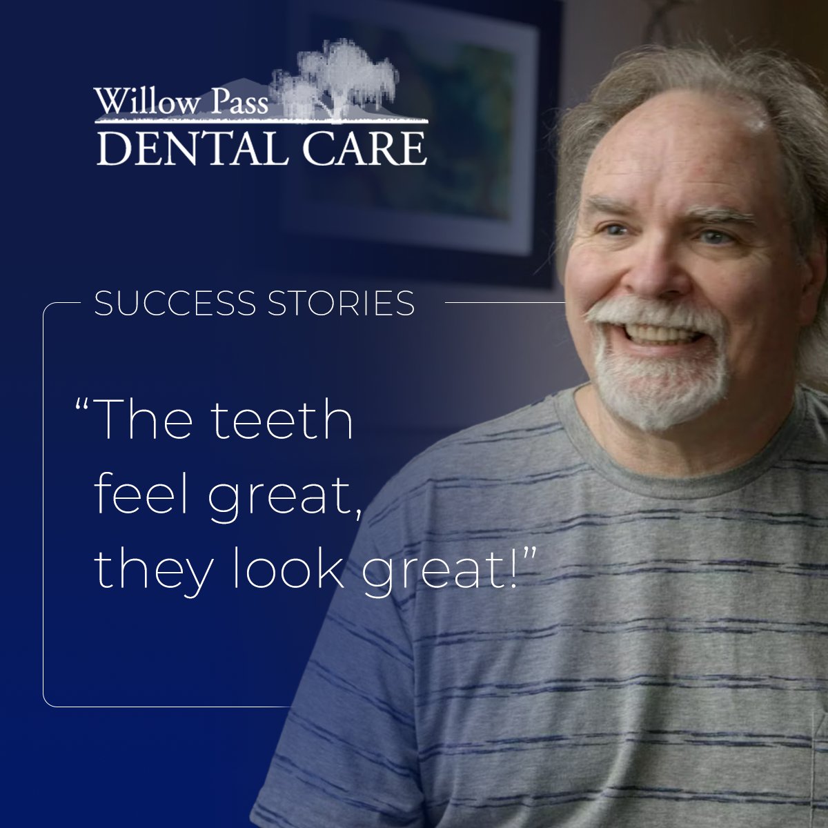 Watch Bob Busser's story of what Dr. Reza helped him accomplish with a brand-new smile.  bit.ly/2WmtKM3

#AllOn4 #AllOn4DentalImplants #CosmeticDentistry #DrRezaKhazaie #DentalImplants #WillowPassDentalCareConcordCA #Prosthodontist