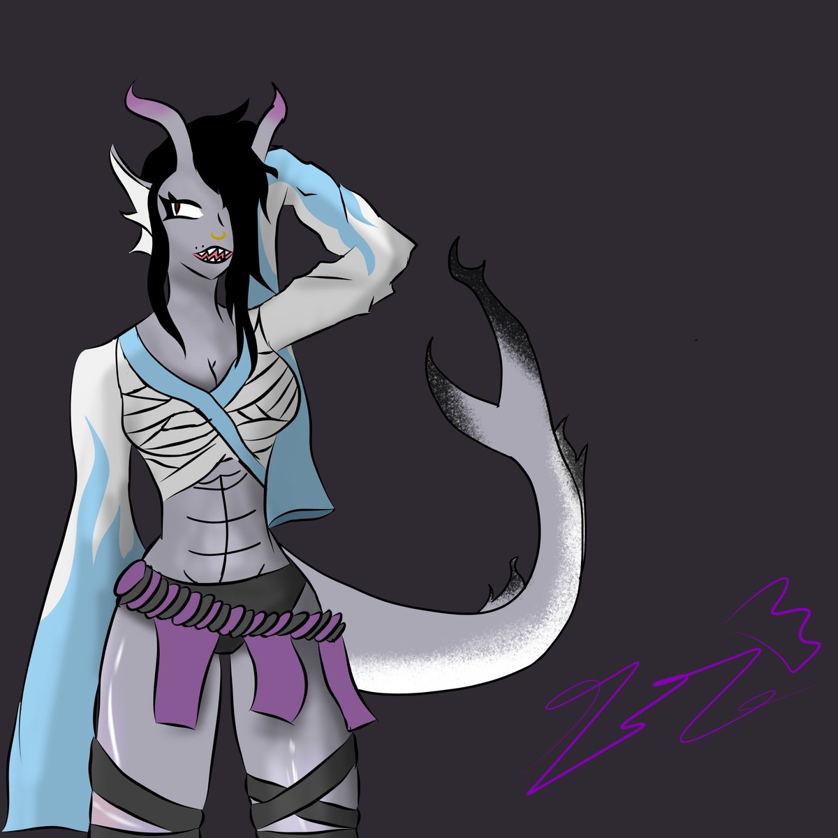 Shark oni can break my face if she wanted to. I'm really proud with how this one turned out.

#Vtuber #VtubersEN