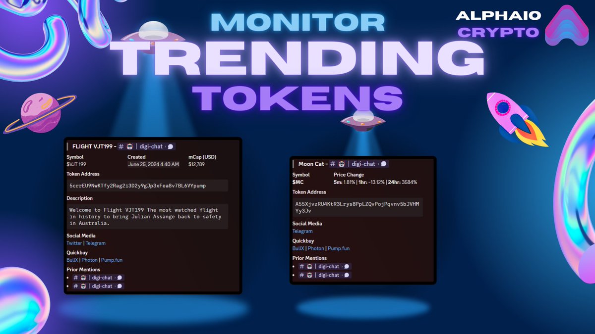A1phaIO's tweet photo. With our custom made CA monitors, follow trending tokens throughout every Alpha group &amp; never miss another 100x!

Seriously, it doesn't get easier than this...

❤️ + RT♻️+ TAG 1 FRIEND🎁
For a chance to win 1x weekly!

20 spots available now, GOOD LUCK!⬇️
https://t.co/Vb3koYRQKp https://t.co/z4y14sTbiz