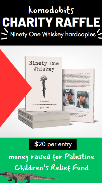 komodotits's tweet photo. hello!!! have you ever wanted a hardcopy of ninety one whiskey? i, mr komodobits, am raising money for the Palestine Children’s Relief Fund currently and i have been working with some pals to offer a fun new opportunity to raise money!!! 🧵 https://t.co/uCMFux1E4z