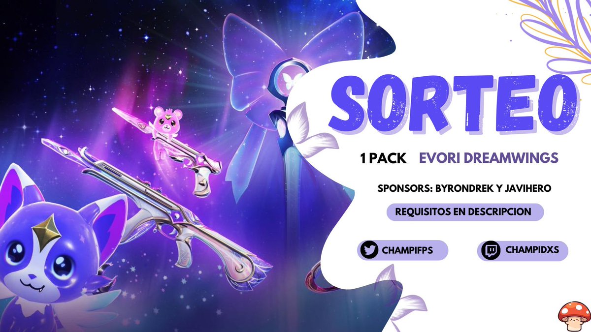 🌟SORTEO 1 PACK EVORI DREAMWINGS🌟

🦋Requisitos:
• Seguir a <a href="/ByronDrek/">Byron Drek</a>, <a href="/champifps/">champi</a> y <a href="/Javihero15/">Javihero</a> 
• LIKE y RT
• Etiqueta a 2 amigxs

Se anunciará al ganador/a en un una semana
¡Mucha suerte a todxs!✨