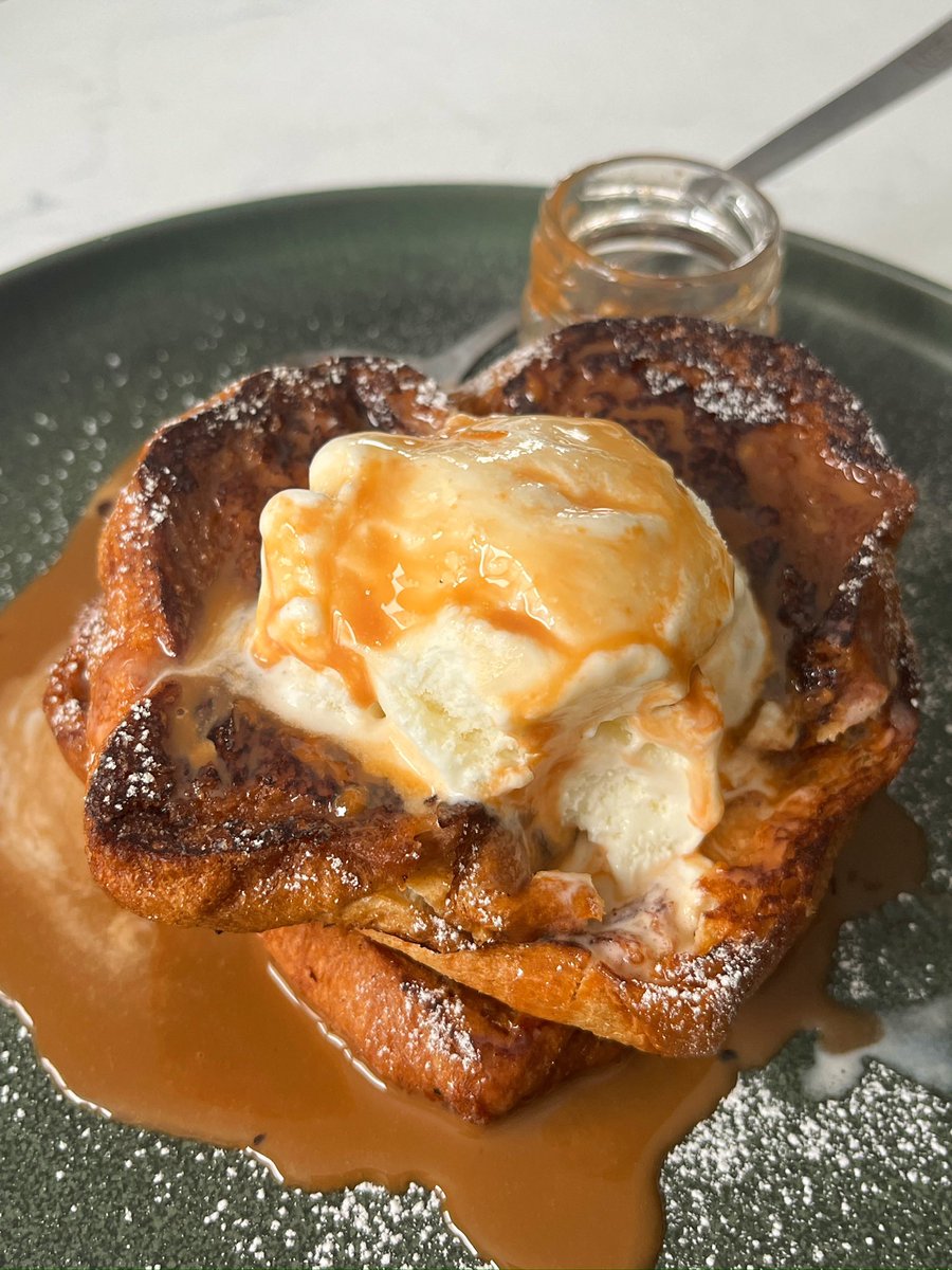 french toast on homemade brioche with a thai tea infused milk syrup and vanilla icecream