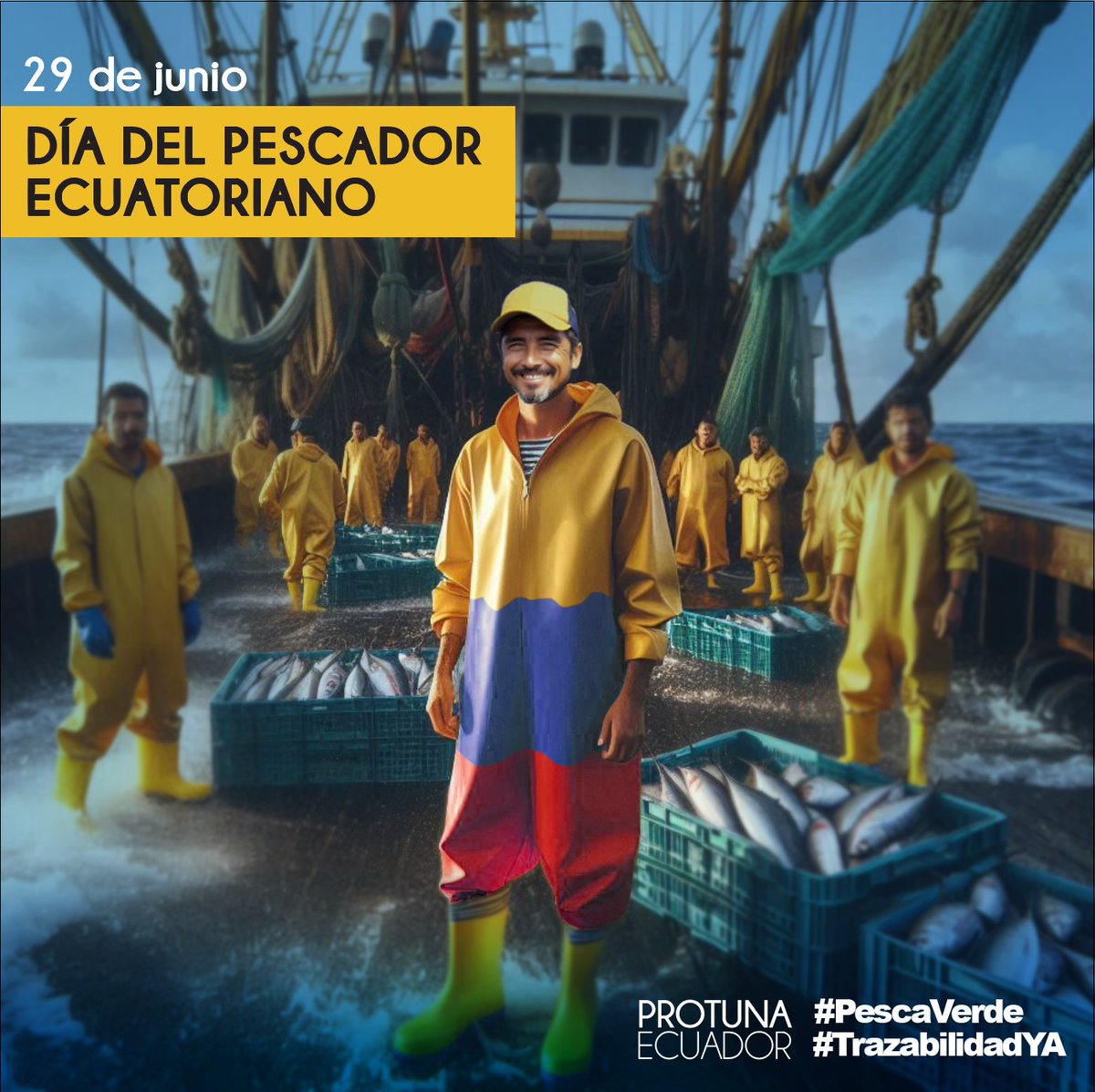 PROTUNA_EC's tweet photo. Enviamos un saludo y un fuerte abrazo a todos los pescadores que se ponen la camiseta en esas largas jornadas que hacen a nuestro país ejemplo de pesca sostenible en el mundo. https://t.co/o90DIu8rvZ